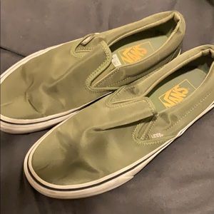 Slip on olive green vans
